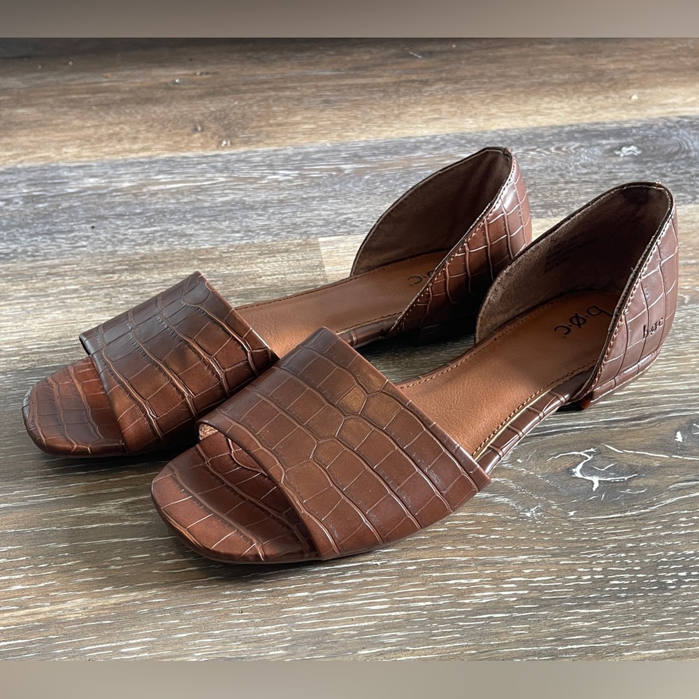 boc Brown Croc-Embossed Open-Toe D’Orsay Sandals